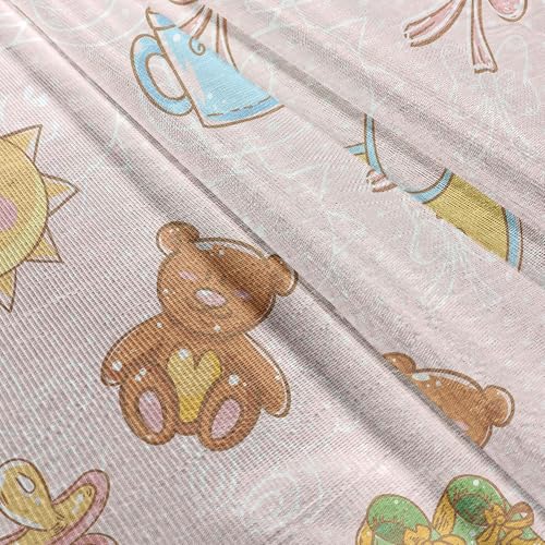 Ambesonne Cartoon Tulle Curtains with Rod Pocket, Teddy Bears Rubber Ducks Pacifiers with Shoes and Socks Doodle Background, Sheer Drape for Wedding Party 2 Panels, 108\" x 63\", Multicolor