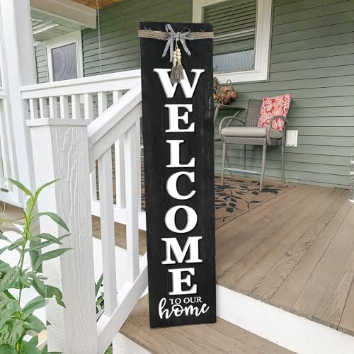 MODE HOME Solid Wood Farmhouse Welcome Sign for Front Porch,
