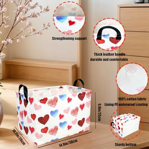Image of Valentine's Day Basket Gift for Empty Cute Heart Large Storage Bin for Kid and Baby Room Decor (Beauty Love)