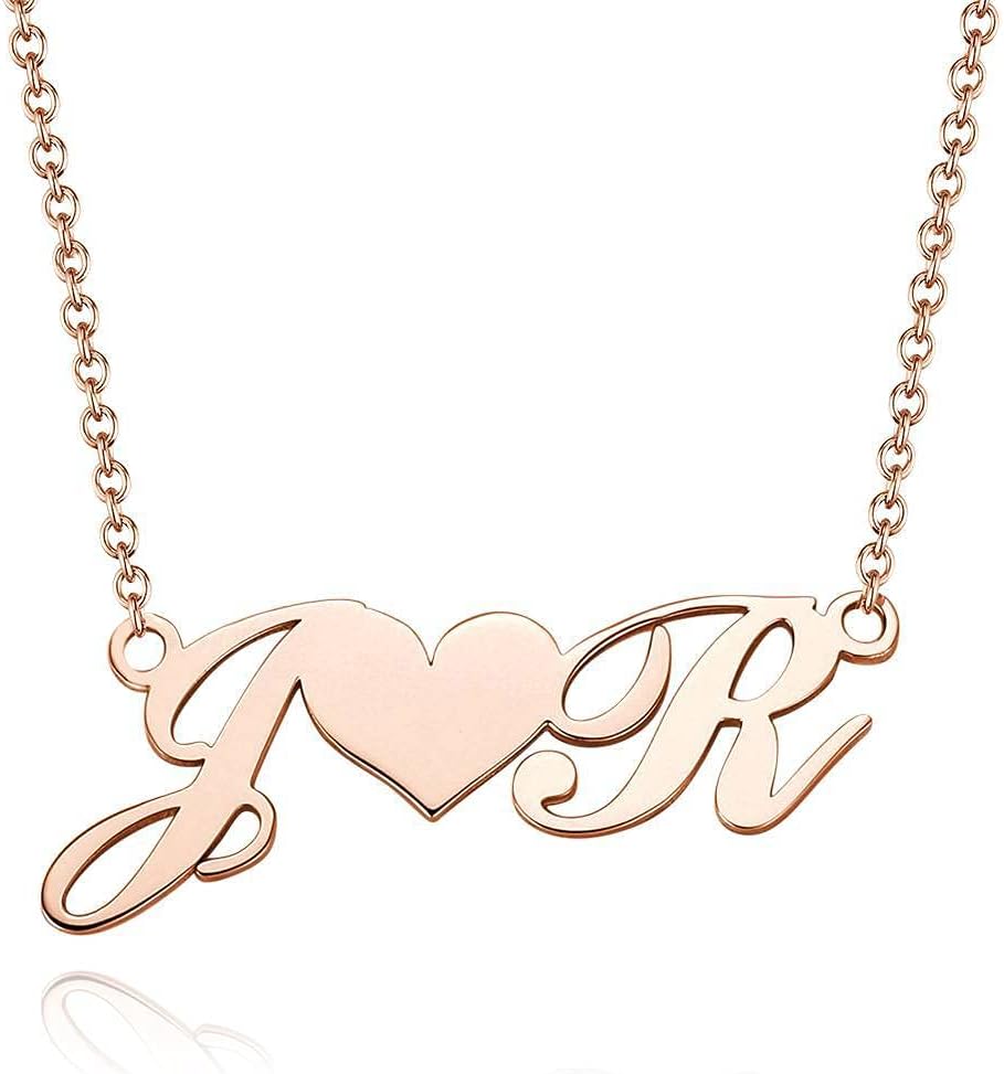 YDD Initial necklaces letter necklace initial necklace for women 10k 14K 18k gold Initial Necklace Personalized Alphabet Letter Pendant Two letters necklaces for teen girls