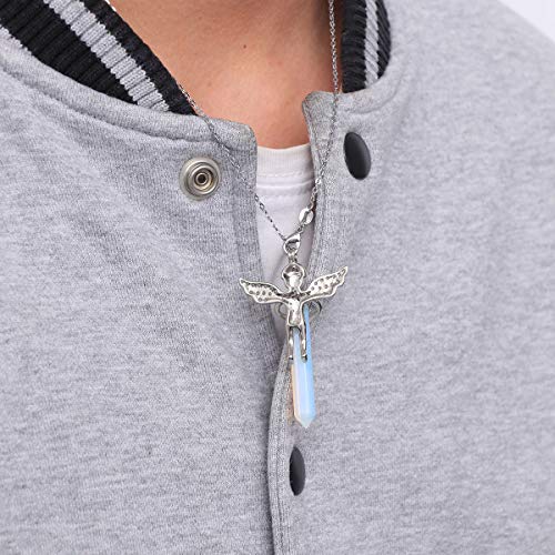 Colar Healifty Girl Angel Hexagonal com pingente de cristal natural colar de cura imitação de pedra