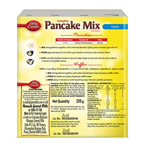 Image of Betty Crocker Pancake Mix | Instant Breakfast Mix | Waffles and Pancake Mix Powder | Original Flavour | Eggless | 250g