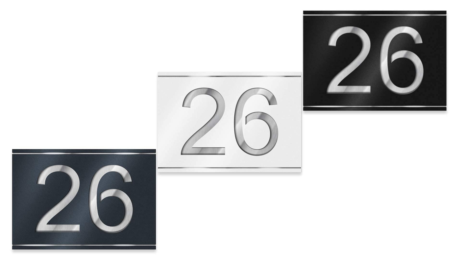 Metzler Hausnummer aus V2A Edelstahl, individuelles Hausnummernschild in Anthrazit RAL 7016 mit ausgelaserter Hausnummer. Rostfrei, 3D-Effekt, inkl. Beschriftung, Made in Germany, Größe: 21,5 x 15 cm