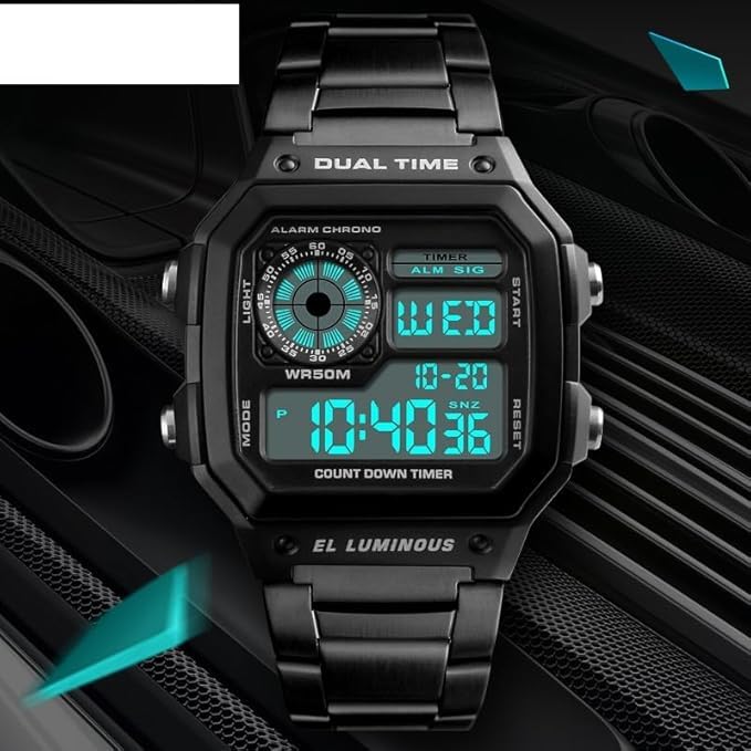 AROA Digital Steel Gasio Watch with Illuminator Backlight - Image 8