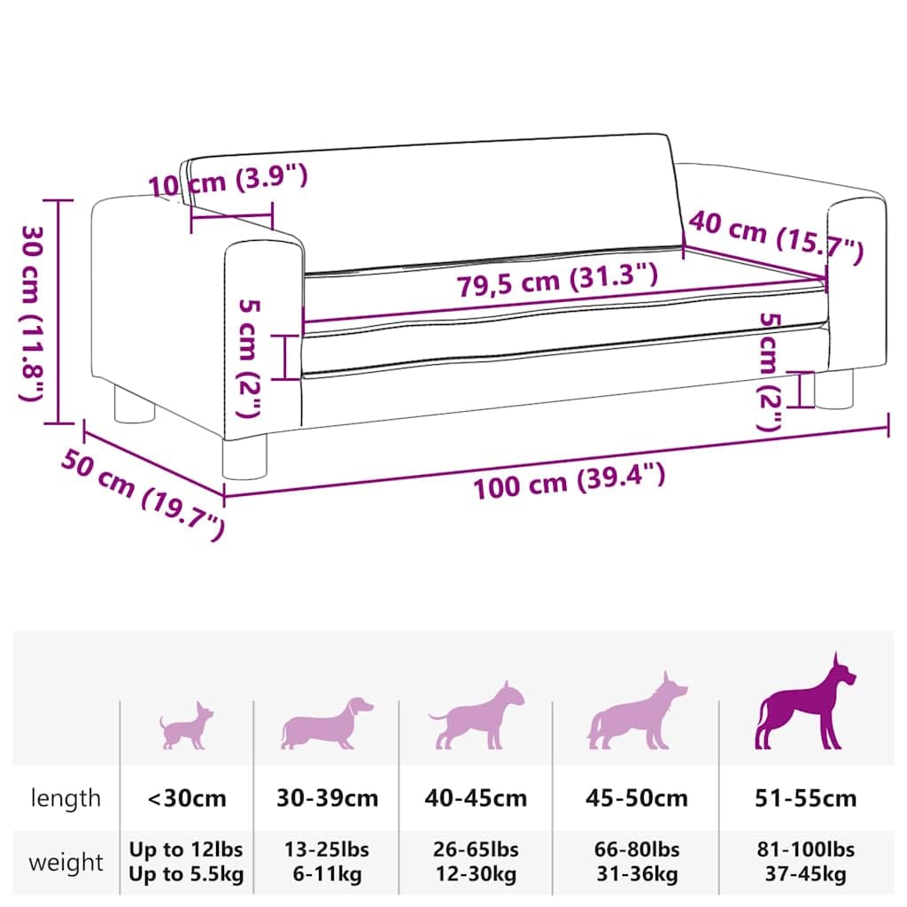Cuccia per cani con estensione color crema, in velluto, 100 x 50 x 30 cm, con cuscino e fondo antiscivolo, morbido divano per animali domestici, lavabile, delicato sulle articolazioni