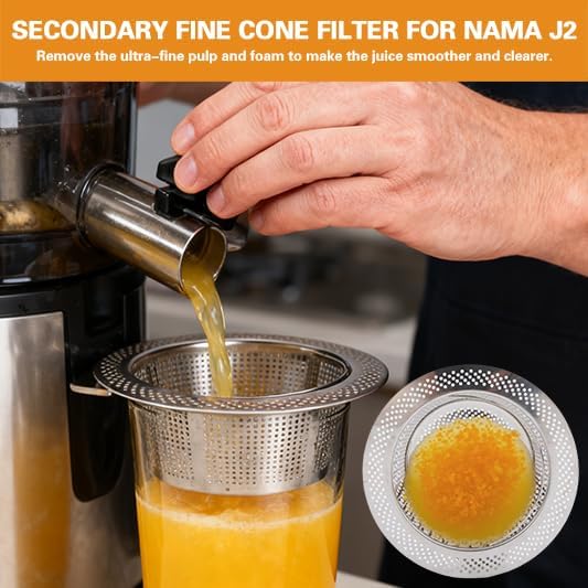 Juice Strainer Compatible with Nama J2 Cold Press Juicer, Stainless Steel