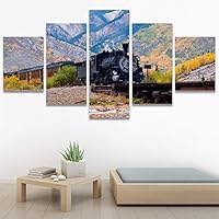 SIGNWIN 5 Panel Canvas Wall Art Modern Art Cars Edgy Industrial Mixed Media Multicolor Transportation for Home Decorations Ready to Hang - 60