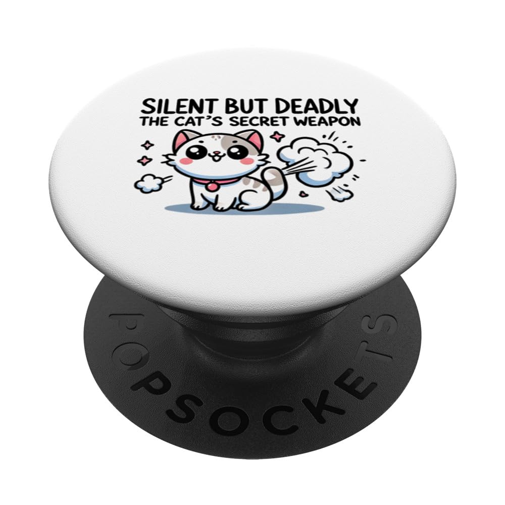 Silent But Deadly The Cat'S Secret Weapon PopSockets Swappable PopGrip, Black