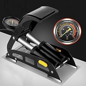 Double Cylinder High Pressure 160 PSI Aluminum Body Air Foot Pump with Accurate Gauge and Smart. Air Mattress Inflators