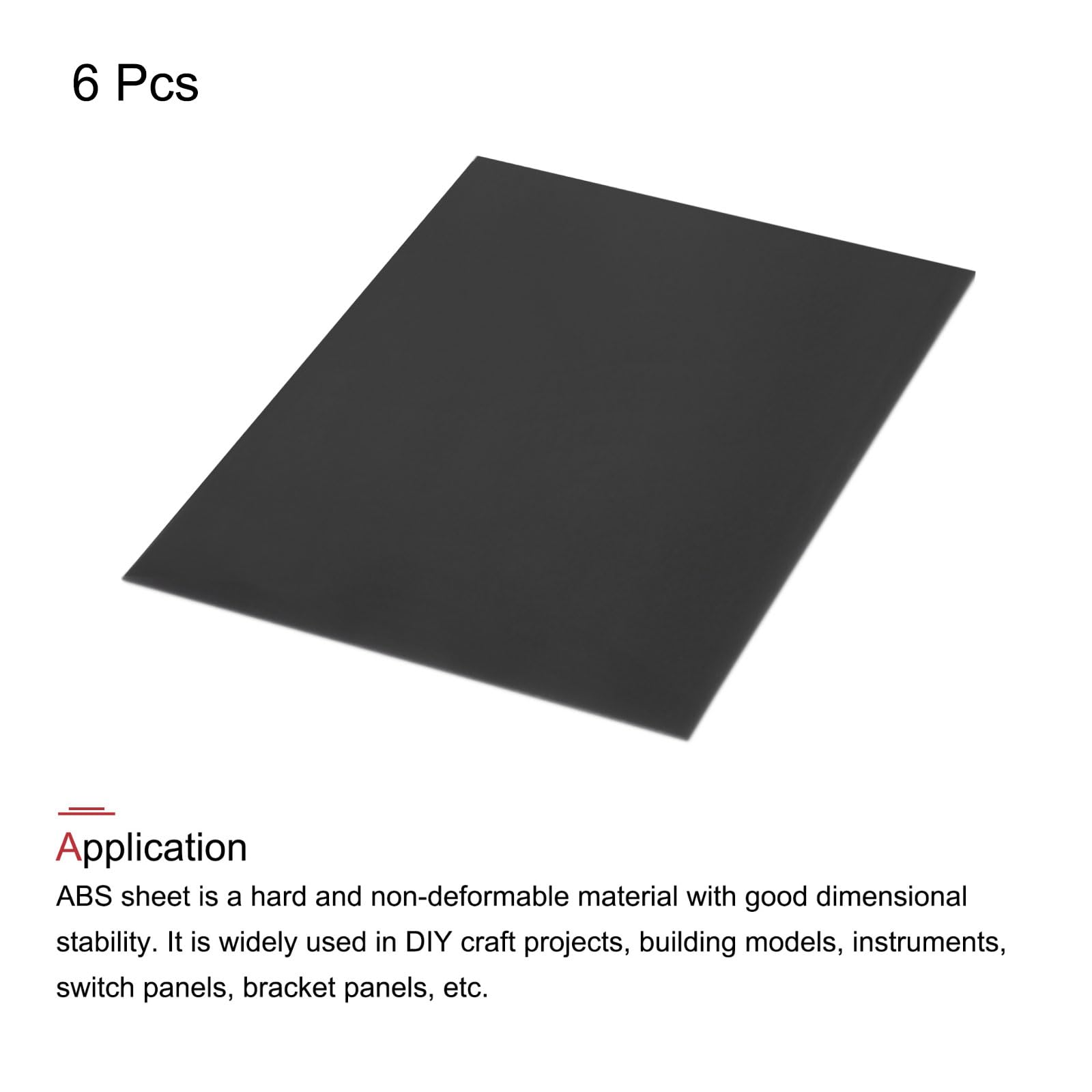 QUARKZMAN Foglio in Plastica ABS Nera 16x12x0.06 Pollici per Modello di Edificio, Artigianato Fai-Da-Te, Pannello, 6pz