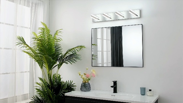 Image of SOLFART 5 Light Bathroom Vanity Light, Brushed Nickel Vanity Lighting Fixtures Over Mirror, Modern LED Lights for Bathroom Cool Light 6000K