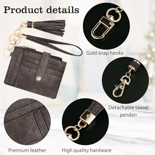 Image of KNGITRYI Small Wristlet Wallets for Women RFID Credit Card Holder Wallet Keychain Wristlet Wallet Credit Card Wallets for Women (Pearl Gray)