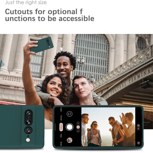 Image of YATWIN Silicone Back Case for Google Pixel 7 Pro, Soft-Touch Phone Back Cover for Google Pixel 7 Pro - Dark Green