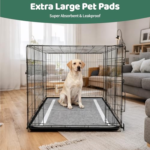Image of Gimars XXL 28 inchx44 inch 6-Layer Ultra Absorbent Pee Pads for Dogs, Leak-Proof Odor-Control Puppy Training Pads, Quick Dry Black Pet Pads 30 Counts Charcoal