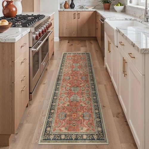 Alfombra Runner Coral Azul Lavable 2x6 Bavni miniatura 3