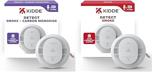 Kidde - Detector de humo y monóxido de carbono con cable con detector de humo cableado, batería de reserva de 10 años