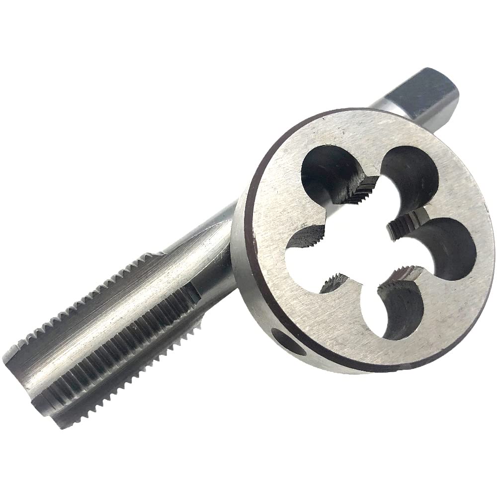 Juego de machos y terrajas M18 x 1,5, tornillo para máquina, macho M18 x 1,5, mano derecha HSS, herramienta de rosca métrica M18 x 1,5, mano derecha, macho de rosca M18 x 1,5 y terraja redonda, mano
