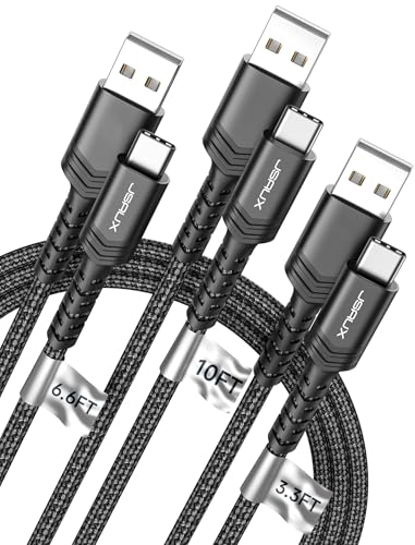Image of JSAUX USB to USB C Cable, USB C Cable for iPhone 17, 3-Pack (10+6.6+3.3FT)