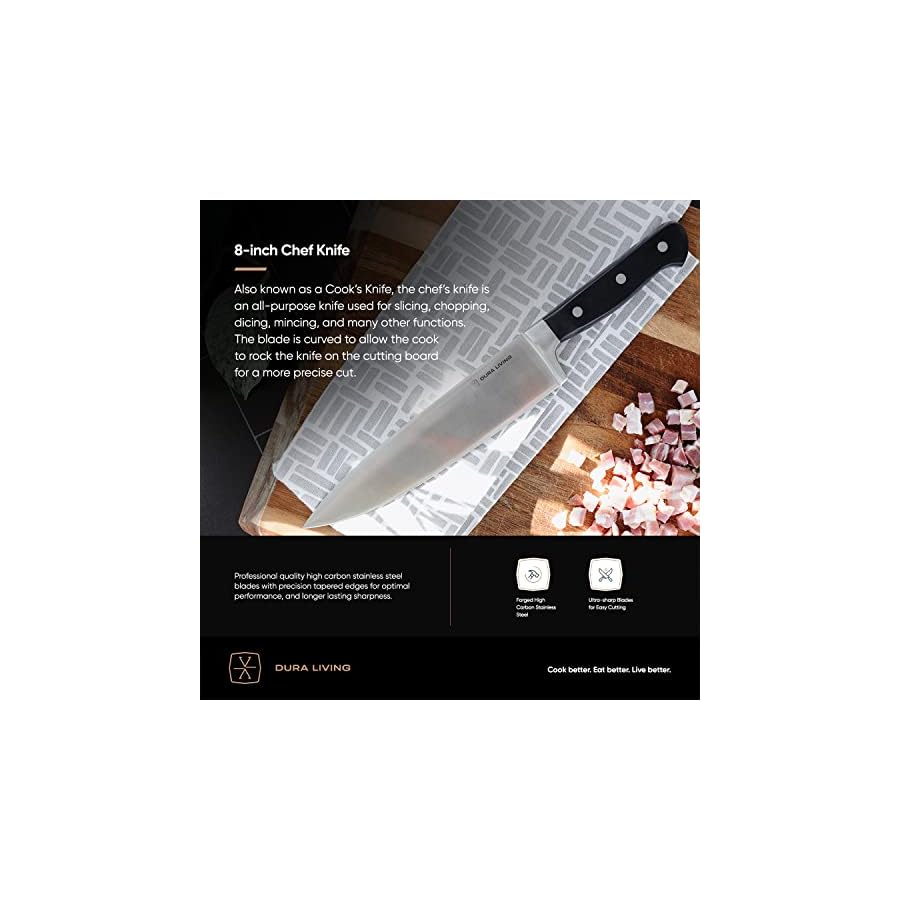 3-Piece-Kitchen-Knife-Set--Ultra-Sharp-Forged-High-Carbon-Stainless-Steel-Includes-8-Chef-5-Utility-35-Paring-Knives-Ergonomic-Handles-Professional-Starter-Set-Black DURA LIVING 3-Piece Kitchen Knife Set – Ultra-Sharp Forged High Carbon Stainless Steel, Includes 8" Chef, 5" Utility, 3.5" Paring Knives, Ergonomic Handles, Professional Starter Set, Black