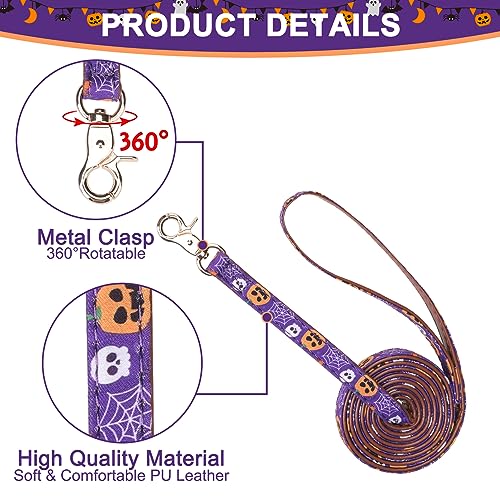 Image of EXPAWLORER Halloween Dog Collar and Leash Set - Dog Bow Tie and Dog Bandana Collar with Bell, Dog Leash Tangle Free, Adjustable Collars for Small Medium Large Dogs Cats, Holiday Ideal Gift for Pets