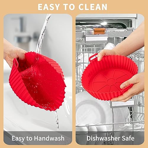 Image of Silicone Air Fryer Basket Liner - Reusable Non-Stick Silicone Cooking Basket, Dishwasher Safe, Multi-Purpose for Air Fryer, Oven, Microwave, Frying Pan, Steamer - (1 Pack-Silicon Round)