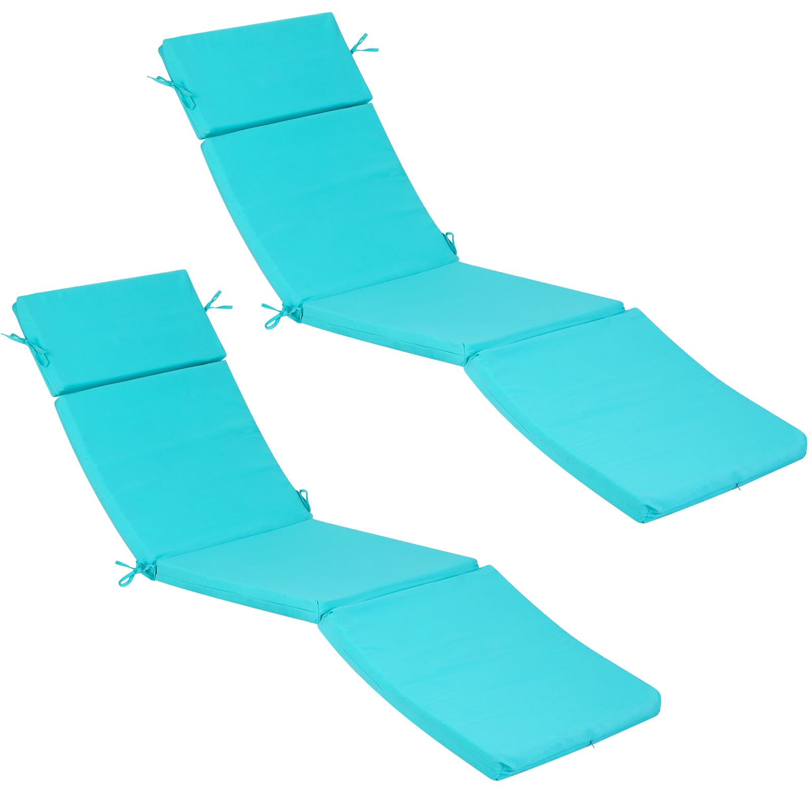 2 Pieces Outdoor Chaise Lounge Cushion Furniture Patio Lounge Chair Replacement Cushion Outside Fabric Chair Cushions Sun Lounger Seat Cushion for Patio Lawn Summer Beach Pools(Blue)