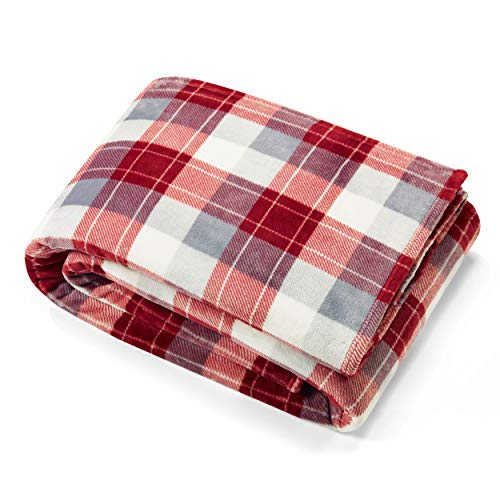 Nautica Home Bluff Plaid Collection King Fleece Blanket, Red