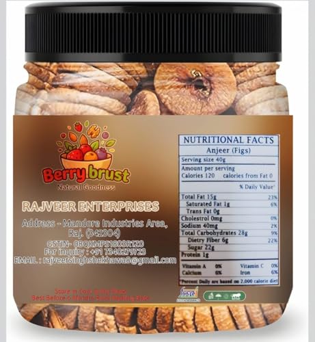 Image of RAJVEER ENTERPRISES Premium Anjeer Natural Dry Fig for Healthy Snacking, Dried Anjeer for Dieting & Breakfast | Rich Source of Fibre Calcium, Iron Minerals | Perfect for Giftings (1Kg)