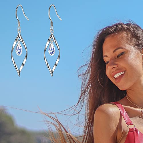 Silver Dangle Earrings For Women Drop Earrings Dangling Earrings Teardrop Earrings For Women Dangly Earrings (Coloredcrystals) #TOP6