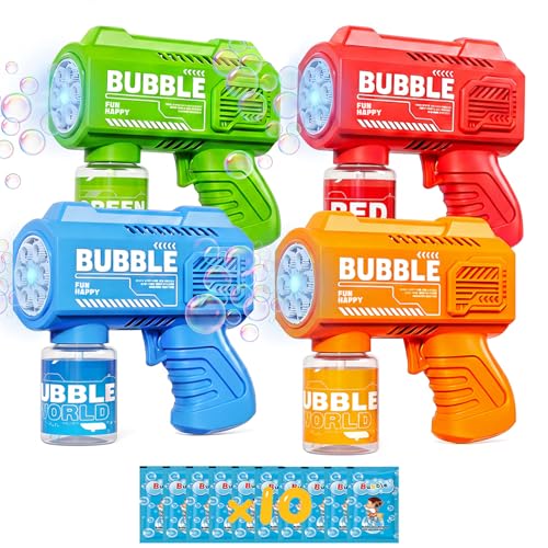 BUBOJOY 4PCS Pistolets à Bulles pour Enfants, Machine Bulles Automatique 5000+ Bulle par Minute...