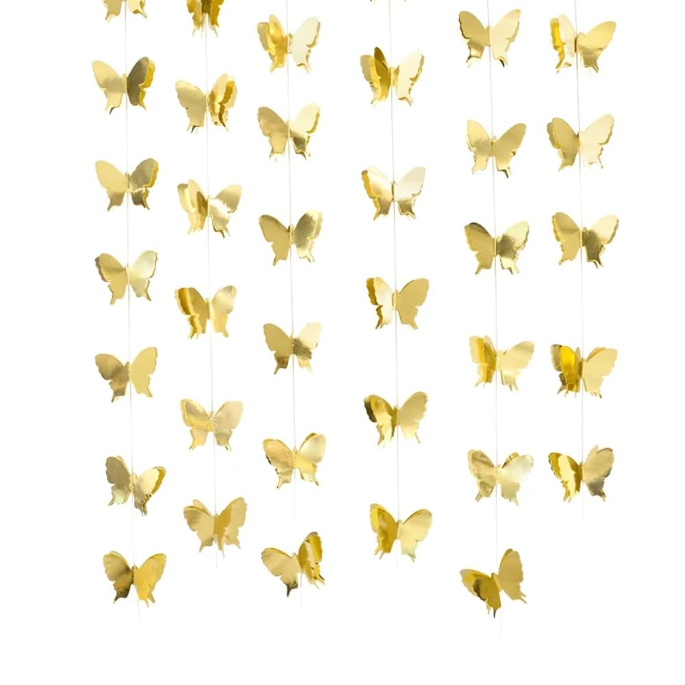 SHTGOI Lot De 4 Guirlandes En Papier Papillon 3D à Suspendre à La Main Pour Mariage, Bébé, Douche, Anniversaire Et Thème Décor Dégradé De Couleur Bleu