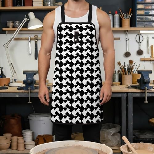 Delantal negro RLDOBOFE con múltiples bolsillos ajustable miniatura 4