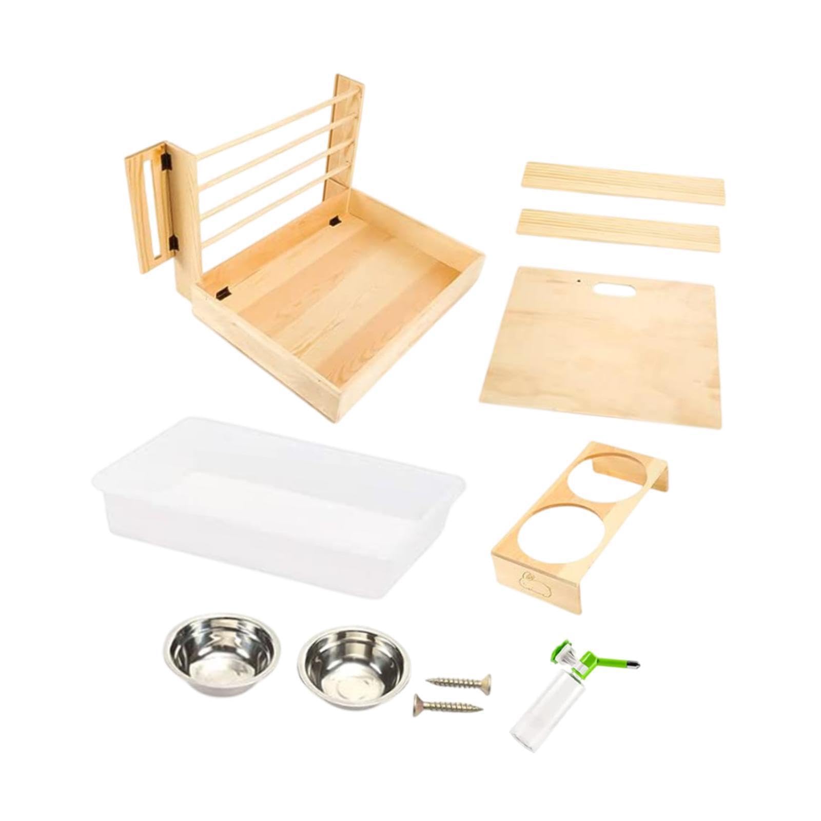 Mangeoire pour Lapins avec biberon, Bol et bac à litière : Un système Pratique pour Nourrir Vos Lapins Tout en Les divertissant. Râtelier à Foin
