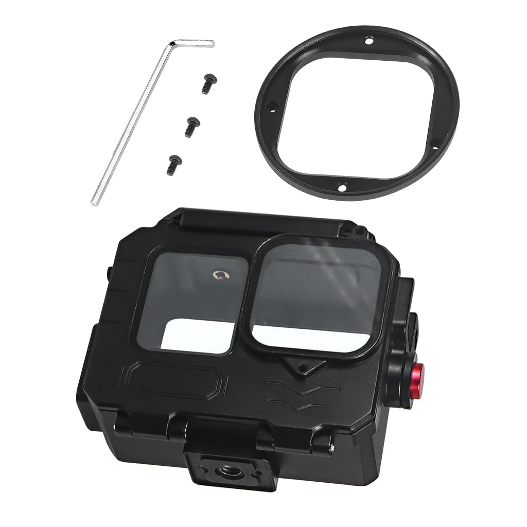 NovelGoal Aluminum Alloy 80 Meters Diving Waterproof Housing Case Underwater Vlog Shell Protective Frame Compatible with Gopro 12 11 10 9 Action Camera (Combo A,Standard)