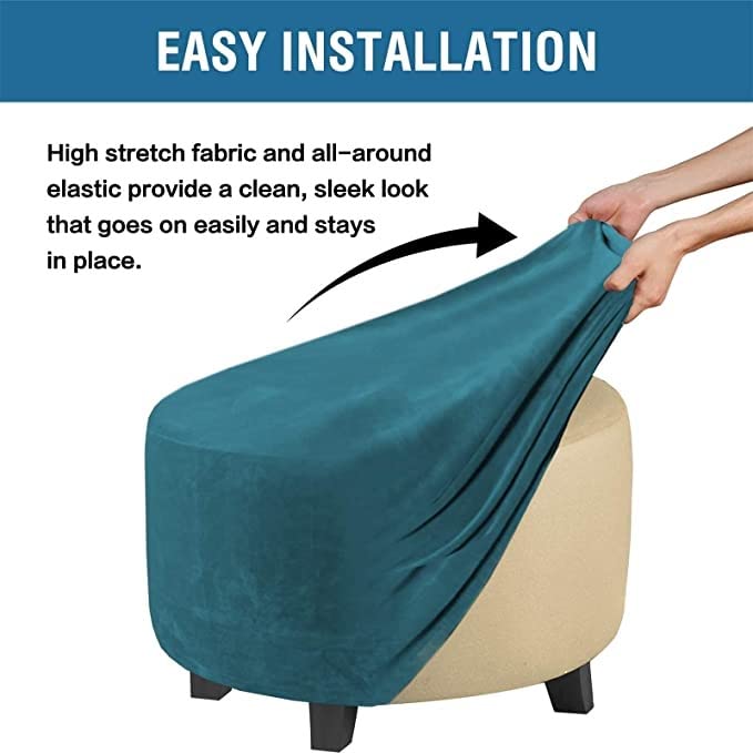 FAiruo Housses de Pouf Rond Extensible Housse ottomane en Luxe Velours Carre Jacquard Protection Canapé Tabouret de Repose Pieds Rectangle Housse de Protection (Color : #12, Size : Square/XL