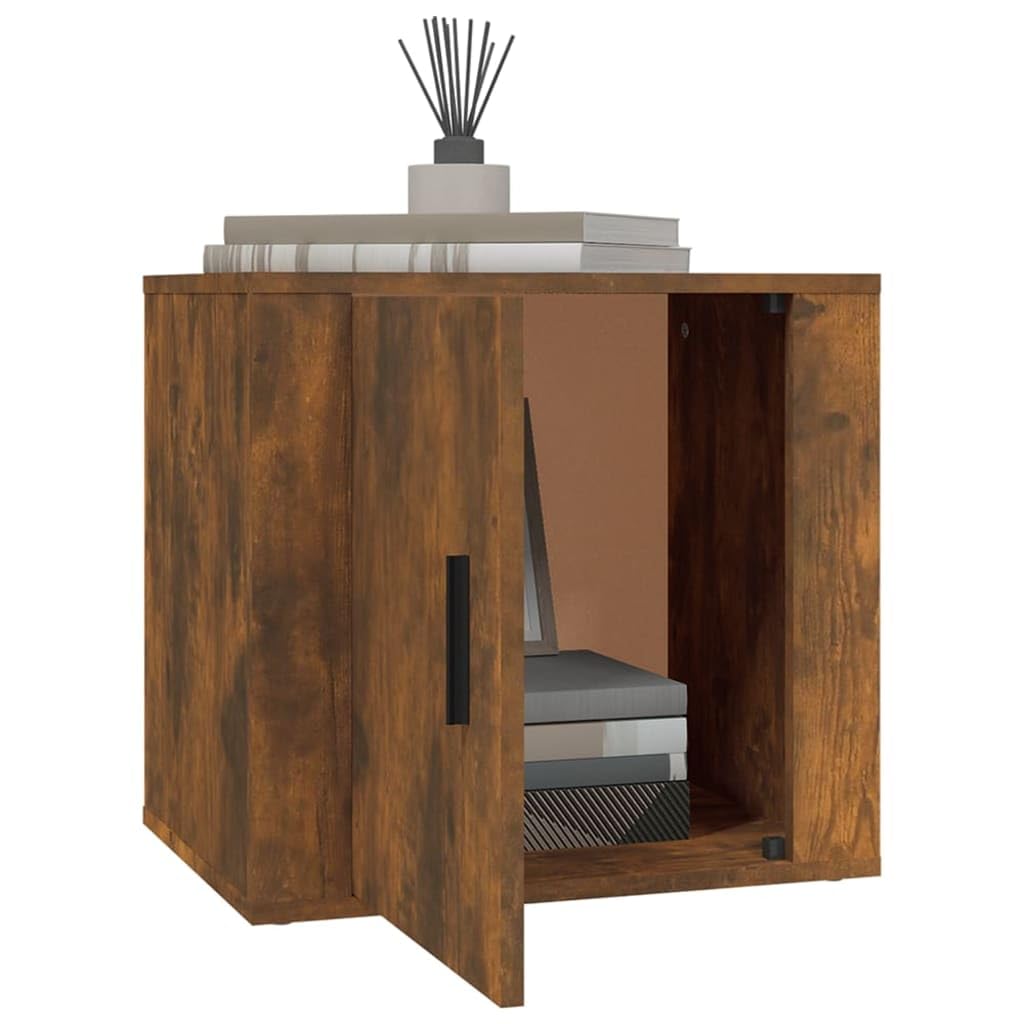 Juego de 2 mesitas de noche en roble ahumado, 50 x 39 x 47 cm, mesitas de noche de madera con espacio para el dormitorio, mesas auxiliares para camas con somier y camas tapizadas