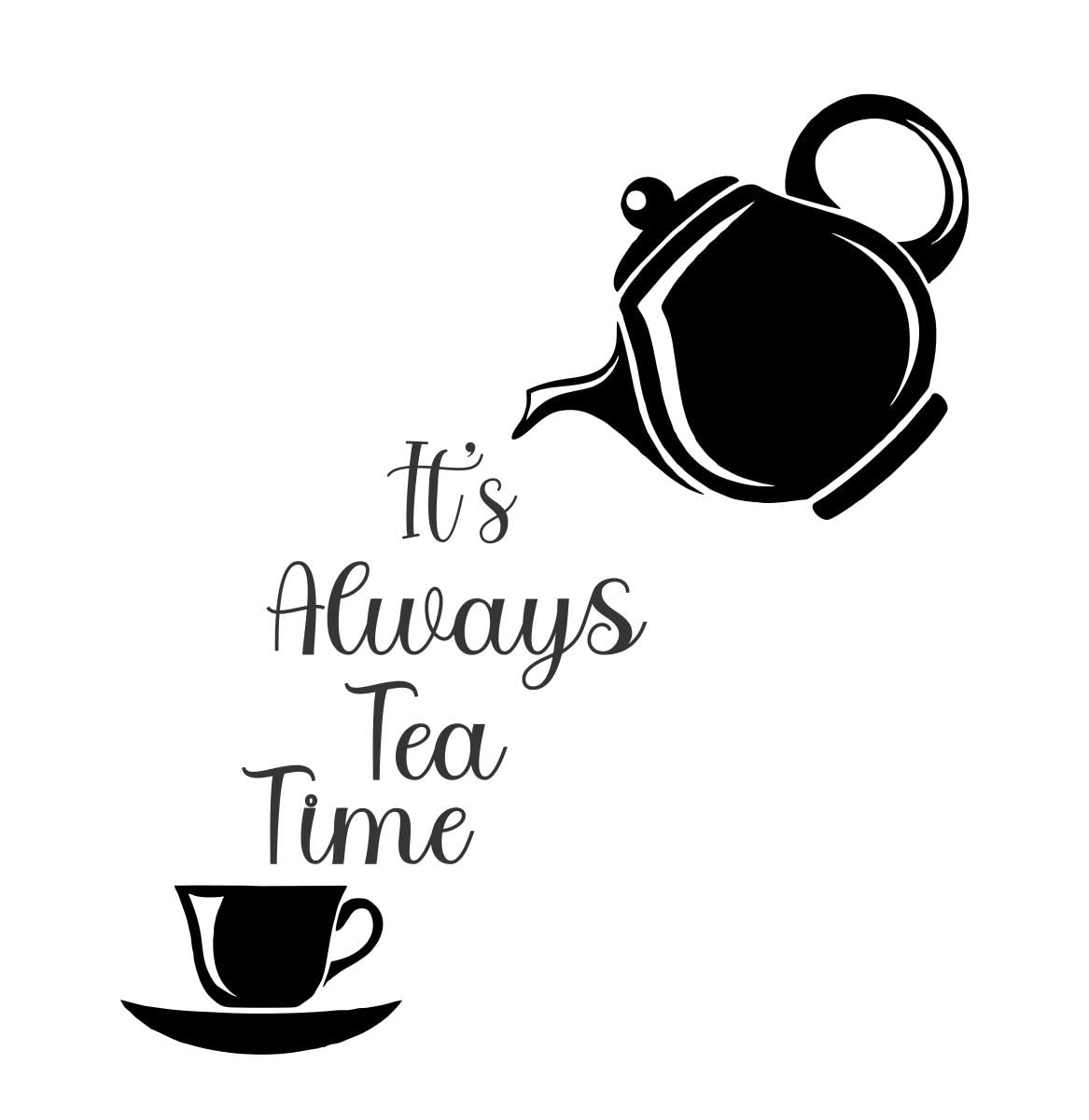 It's Always Tea Time Wall Sticker & Decal,Size- 58 Cm X 42 Cm,Kitchen