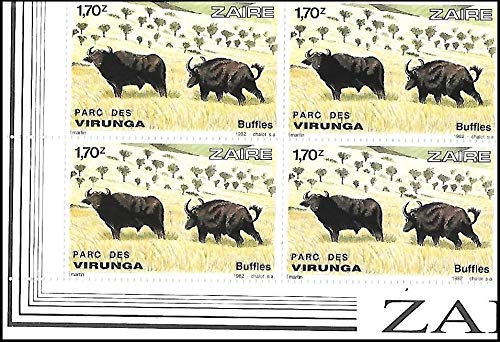 Aranyak Hobby® Africa Buffalos of Virunga National Park ~ Rare Block of 4 World Stamps 1982 from Republic of Zaira Central Africa