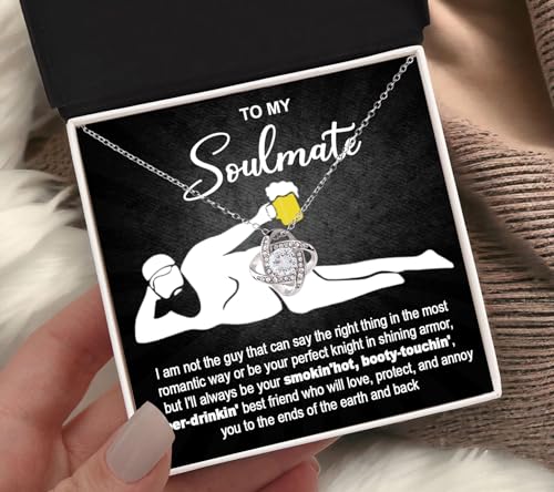 To My Soulmate Necklace For Women, Gift For Wife, Necklace For Girlfriend, Wife Necklace From Husband, Soulmate Gifts For Her, Funny Girlfriend Gifts From Boyfriend, Soulmate Necklace For Her4
