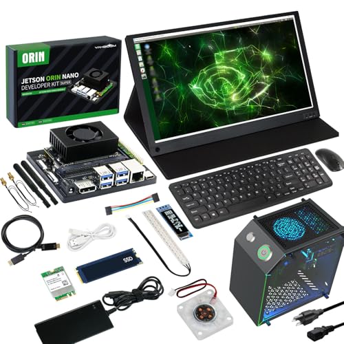 Yahboom Jetson Orin Nano Super 8GB Development AI Robots,256GB SSD +15.6 Touch Screen +Jetson Case +USB Camera +Wireless Keyboard and Mouse (Orin Nano 8GB ULT Kit)