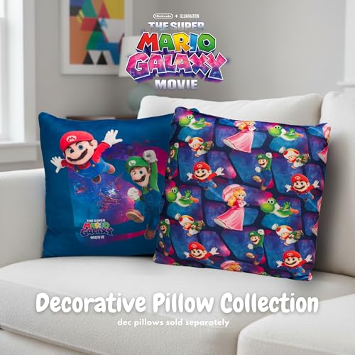 Image of The Super Mario Galaxy Movie Kids Squishy Plush Throw Pillow, Soft Decorative Cushion for Bedroom Decor & Gifts, 13 Inch, Mario & Luigi (100% Officially Licensed Product) By Franco