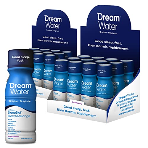 Dream Water Sleep Aid Supplement Drink; Melatonin 5Mg, Gaba, 5-Htp; Zero Sugar, Natural Flavors, No Added Colors, 2.5 Oz Liquid Sleep Shots, Snoozeberry, 24-Count #TOP18