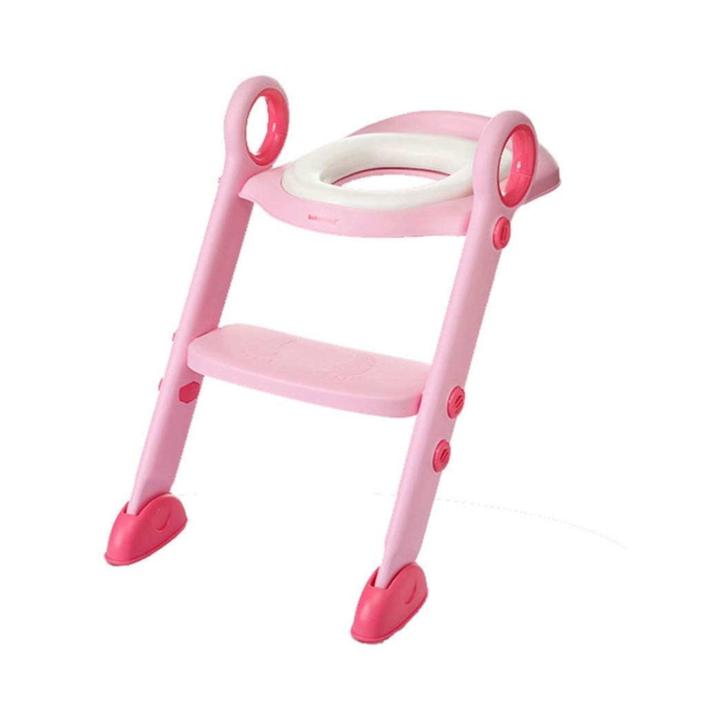 Riduttore WC Bambini, Ergonomia Sicuro Portatile Regolabile Potty Assistant Assistant con Morbido Coprisedile Pieghevole Sgabello per Bagno Ragazzo Ragazza (Colore : Rosa, Dimensione : A)