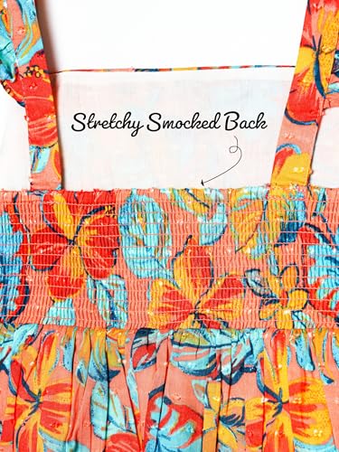 Girls Ruffled Sleeveless Floral Tutu Dress – Ruffle Straps & Smocked Back, Perfect for Spring & Summer (5T-8T)3