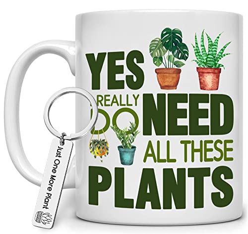 Scritism Plants Mug Gifts for Plant Lover Women Men Gifts For Plant Lovers 11oz Coffee Mug Crazy Plants Lady Themed Cactus Gift Christmas Birthday Present Tea Cup With Keychain
