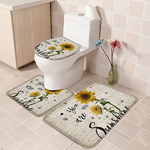 Badezimmerteppich-Sets, 3-teilig, saugfähig, weicher Schwamm, Badematte, rutschfest, waschbar, Badteppich, WC-Vorleger… – Bild 6