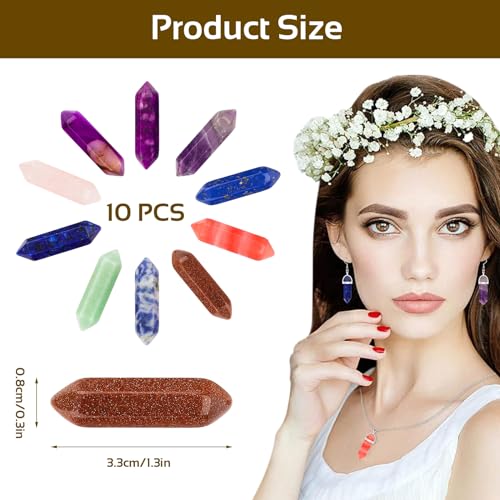 NICKLIN Healing Crystals Set,10pcs Crystal Gifts for Women Gemstones Wand Bulk Chakra,Hexagonal Pointed Palm Crystal Stones,Natural Clear Quartz Crystal Reiki Meditation Energy Balancing Therapy - Image 5