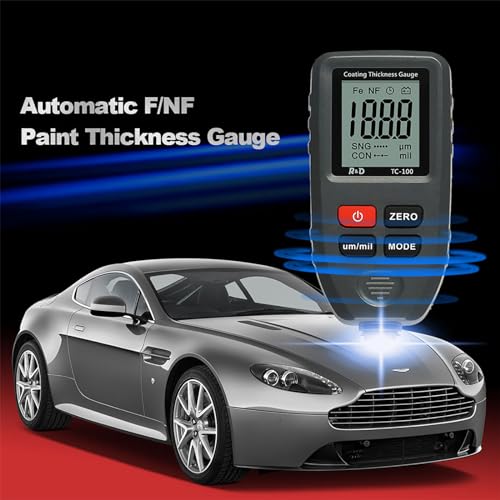 Medidor de espesor de pintura, comprobador de espesor de pintura para coches con sonda de alta sensibilidad, rango de medición 0-1300 um y resolución de 0.1 μM, auto detección y fácil lectura, para inspección de coches y laboratorio miniatura 2