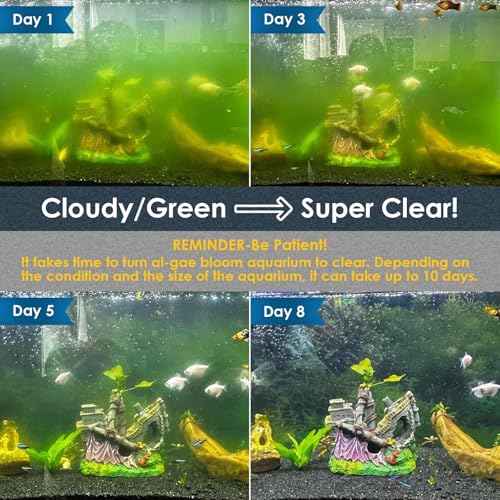 Image of Aquarium Filter | U-V Fish Tank Filter for Green Water Cleaning | U-V Clarifier with Timer | Aeration & Rainfall Mode | Turtle Tank Filter | Submersible Pump with Filter | for 10-30 Gallons