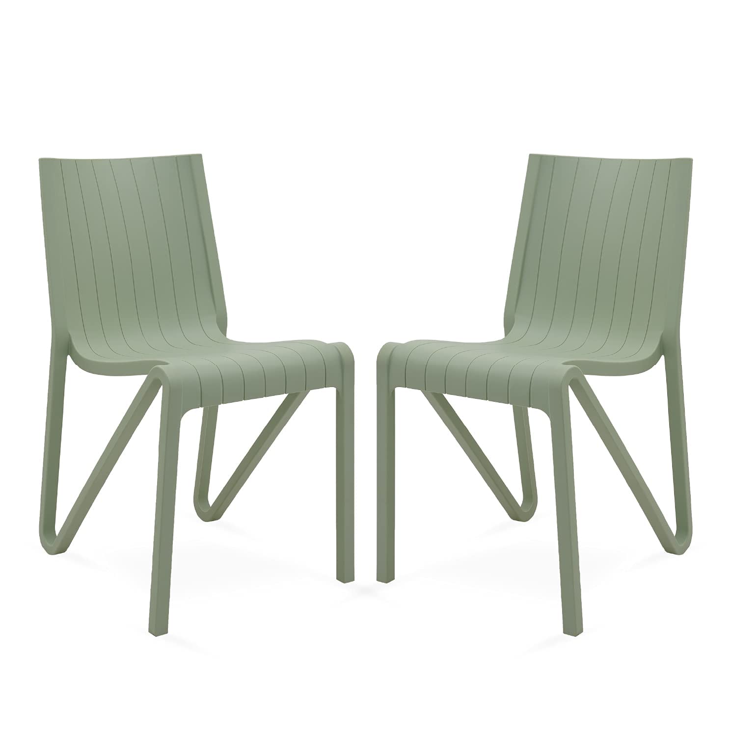 Supreme Zyleg Designer Plastic Dining Chair Set of 2 | Stackable Armless Chair for Dining Room, Outdoor & Restaurants Cafe | Capacity Upto 150kgs | Colour: Frosty Green-image-47